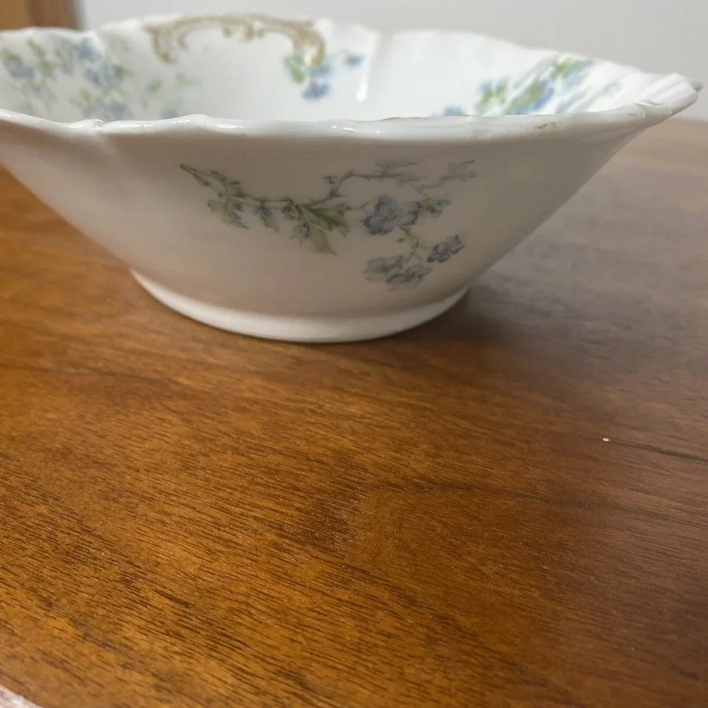 Vintage Limoges france haviland Vegetable Serving Dish blue flowers 9.5”
